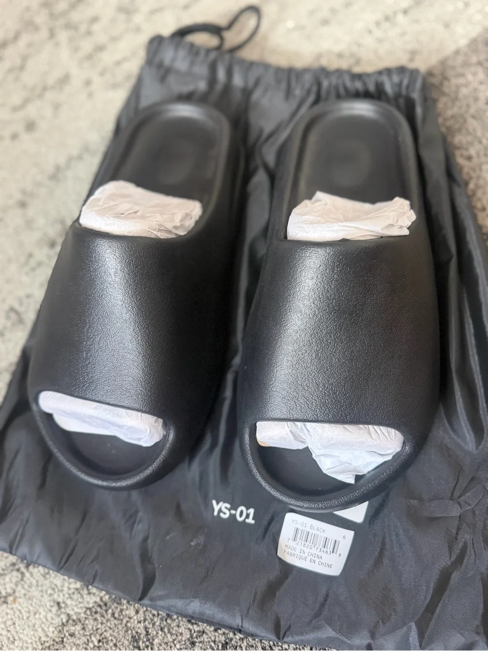 YS-01 Men's Black Slide Sandals Size 6
